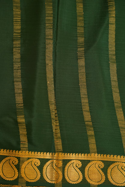 Plain Pure Crepe Mysore Silk Saree in Royal Blue With Bottle Green Blouse & Pallu