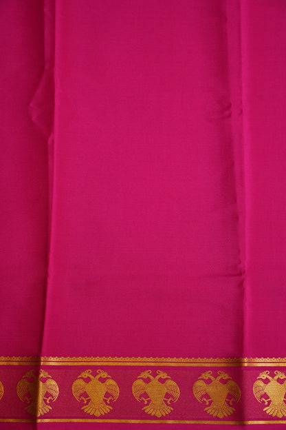 Plain Pure Crepe Mysore Silk Saree in HotPink With Gandaberunda Border