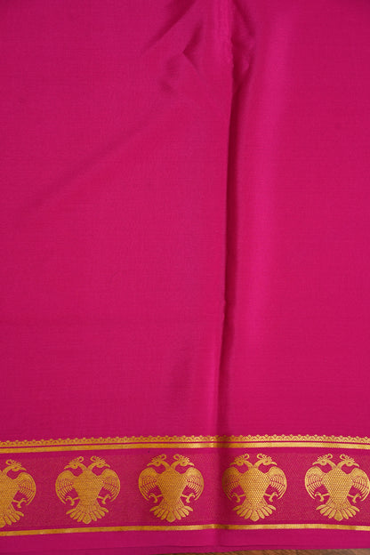 Plain Pure Crepe Mysore Silk Saree in HotPink With Gandaberunda Border