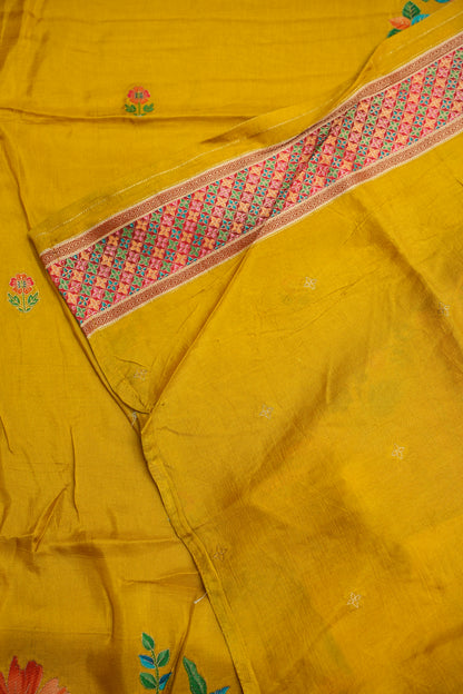 Kashmiri Pashmina Story Telling Saree - Yellow
