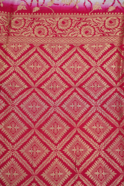 Kashmiri Pashmina Story Telling Saree - White & Pink