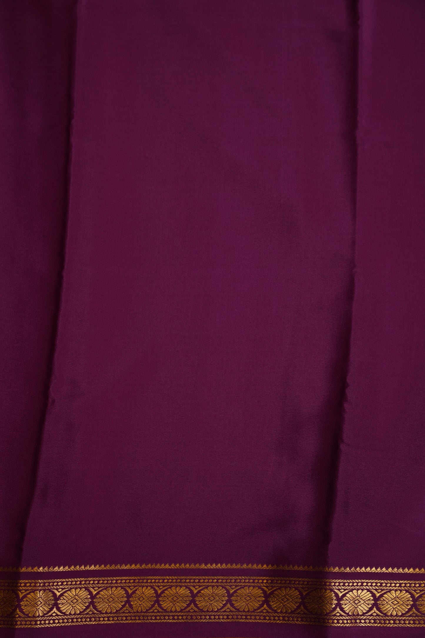Plain Pure Crepe Mysore Silk Saree in Orange With Contrast Purple Border