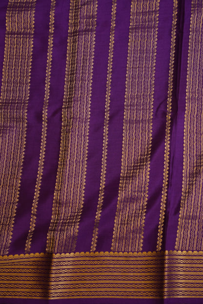 Plain Pure Crepe Mysore Silk Saree in Royal Purple With Contrast Green Blouse
