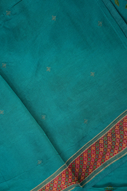 Kashmiri Pashmina Story Telling Saree - Turquoise