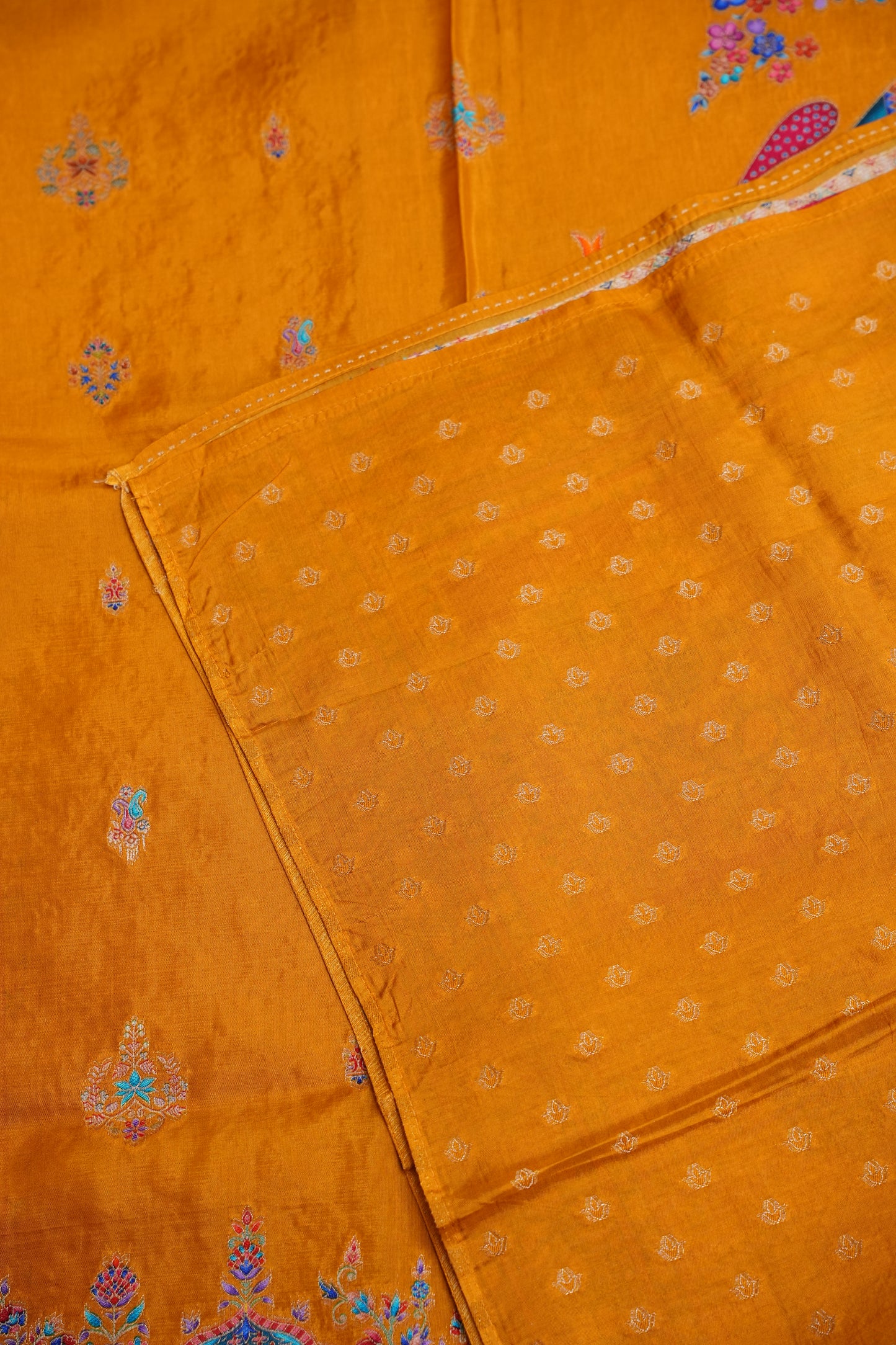 Kashmiri Pashmina Story Telling Saree - Mustard Yellow