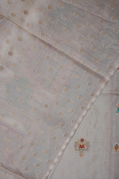Kashmiri Pashmina Story Telling Saree - Ivory