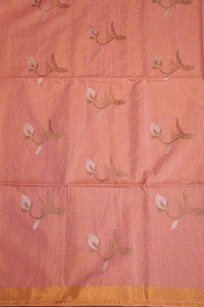 Tissue Linen Saree with Tassles - Blush Pink