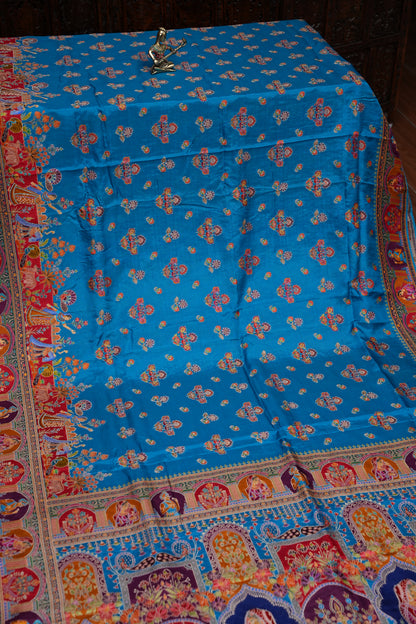 Kashmiri Pashmina Story Telling Saree - Blue