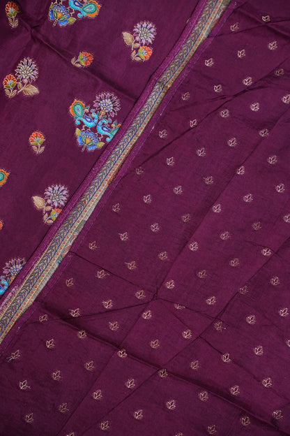 Kashmiri Pashmina Story Telling Saree - Wine