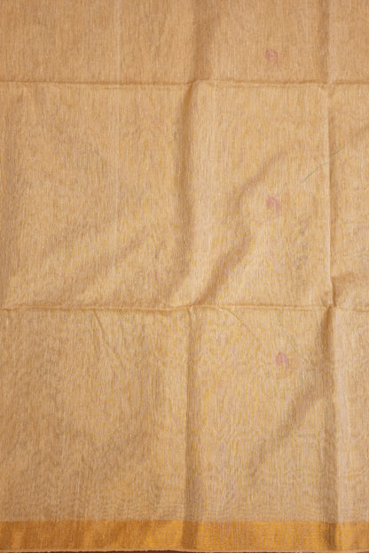 Tissue Linen Saree with Tassles - Beige