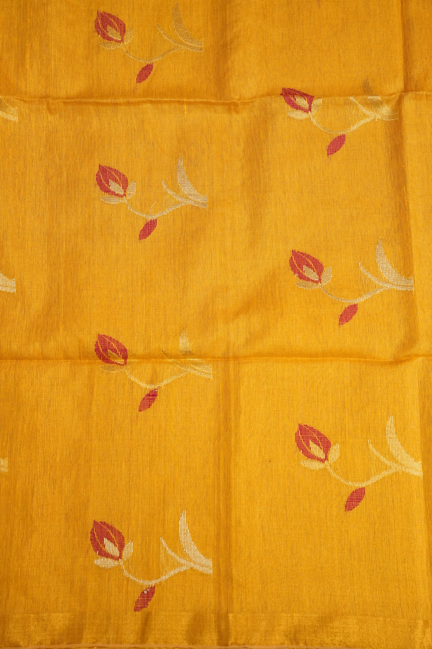 Tissue Linen Saree with Tassles - Yellow