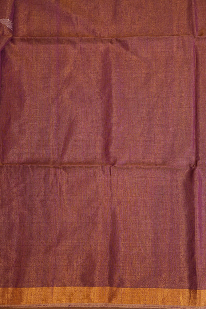 Tissue Linen Saree with Tassles - Onion Pink