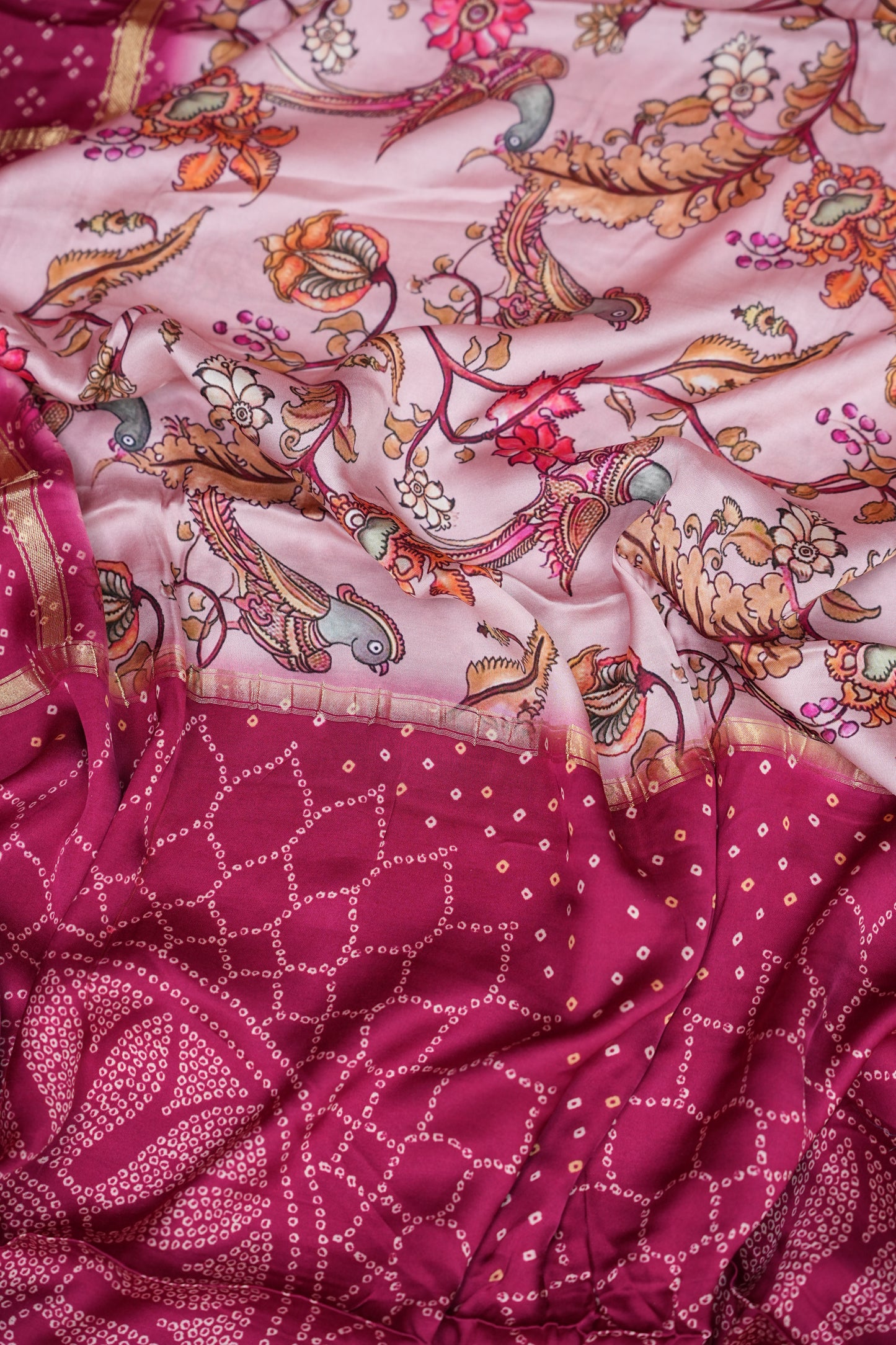 Bandhini Garchola Modal Silk Saree - Pink & PInk