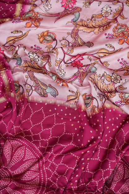 Bandhini Garchola Modal Silk Saree - Pink & PInk