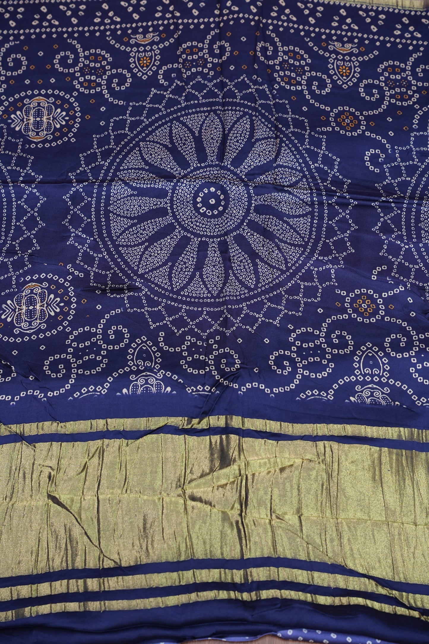 Bandhini Garchola Modal Silk Saree - Peach & Blue