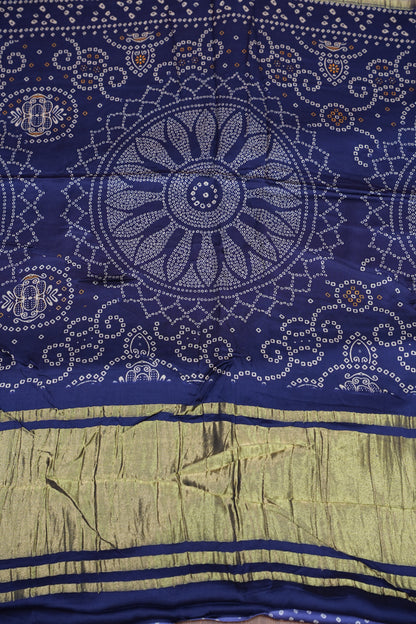Bandhini Garchola Modal Silk Saree - Peach & Blue