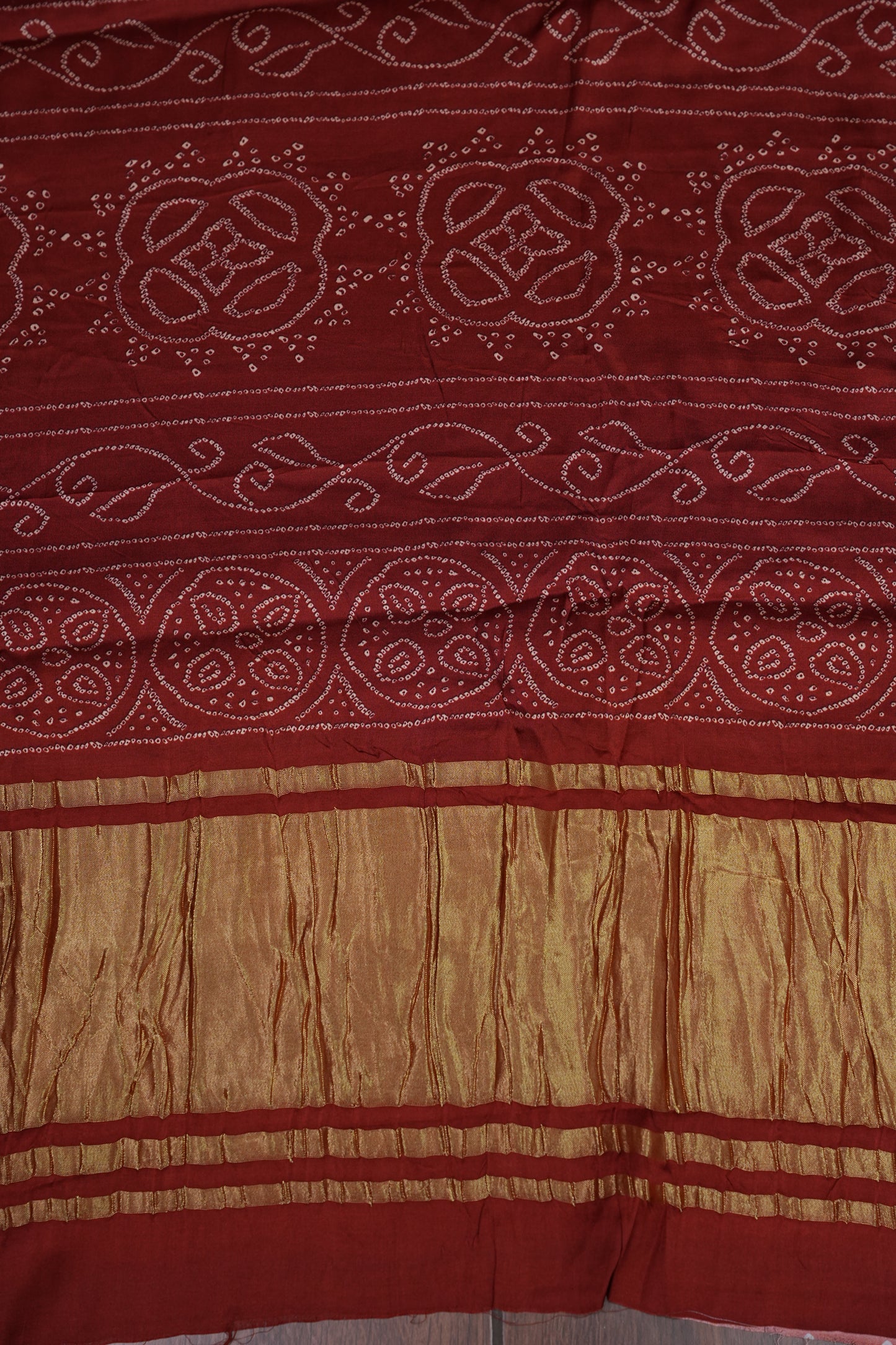 Bandhini Garchola Modal Silk Saree - Peach & Rust