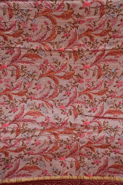 Bandhini Garchola Modal Silk Saree - Peach & Rust