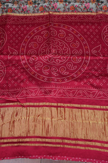 Bandhini Garchola Modal Silk Saree - Blue & Pink