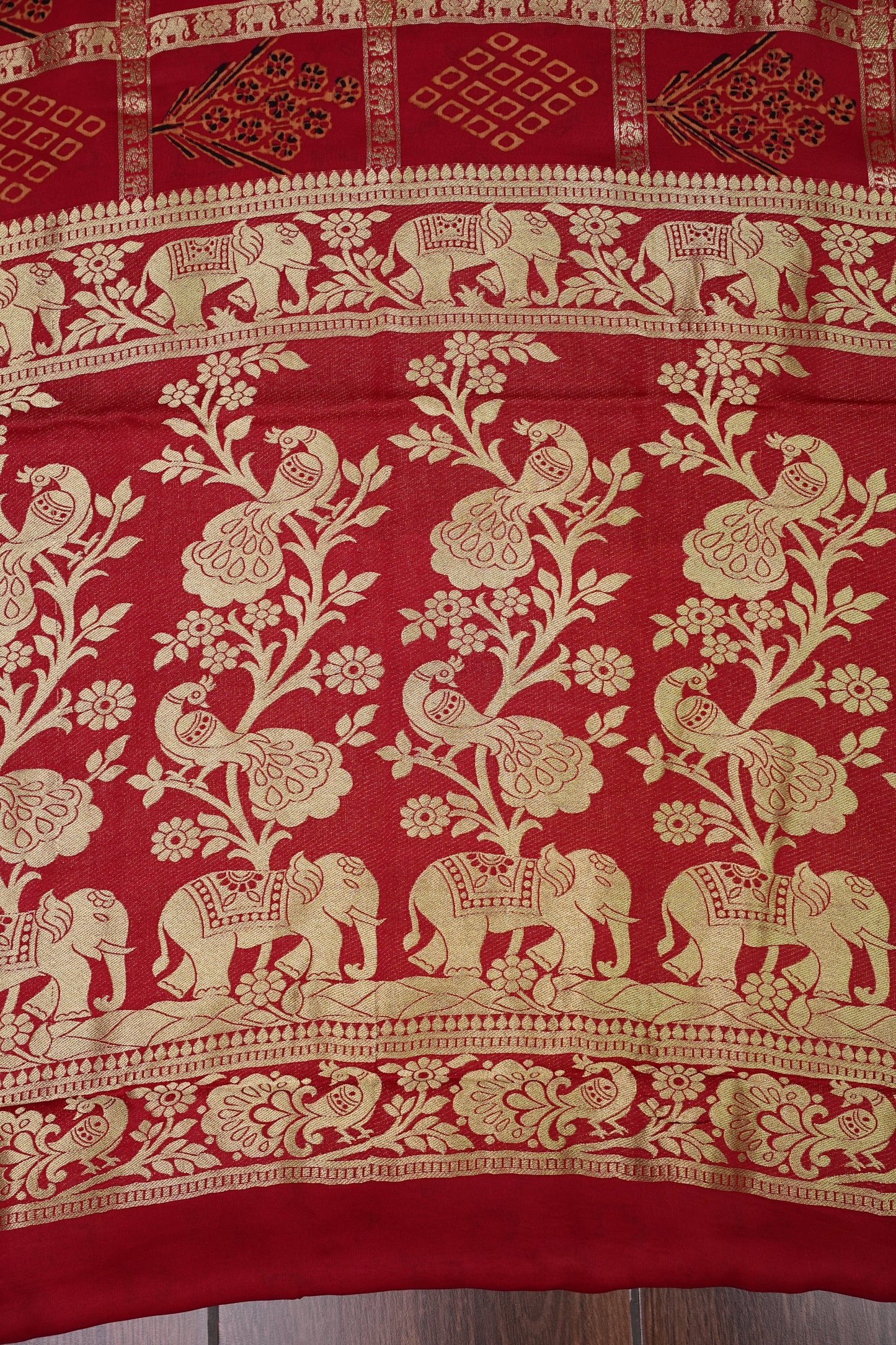 Bandhini Garchola Modal Silk Saree - Classic Red
