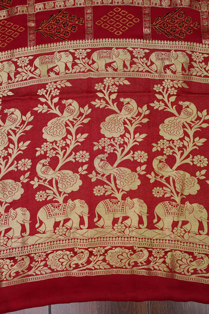 Bandhini Garchola Modal Silk Saree - Classic Red