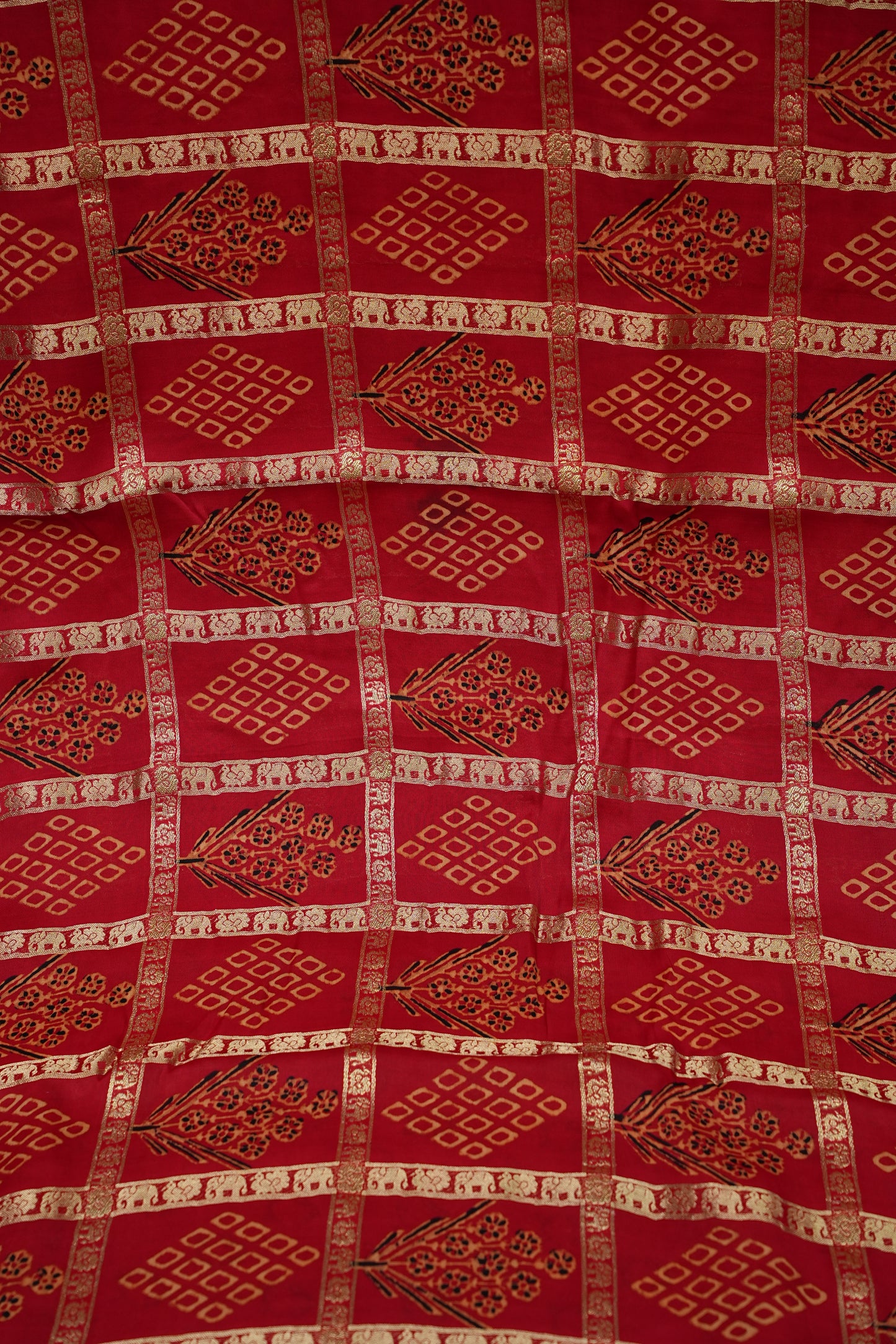 Bandhini Garchola Modal Silk Saree - Classic Red