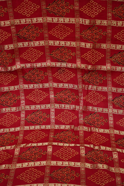 Bandhini Garchola Modal Silk Saree - Classic Red