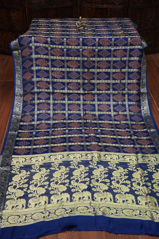 Bandhini Garchola Modal Silk Saree - Dark Blue
