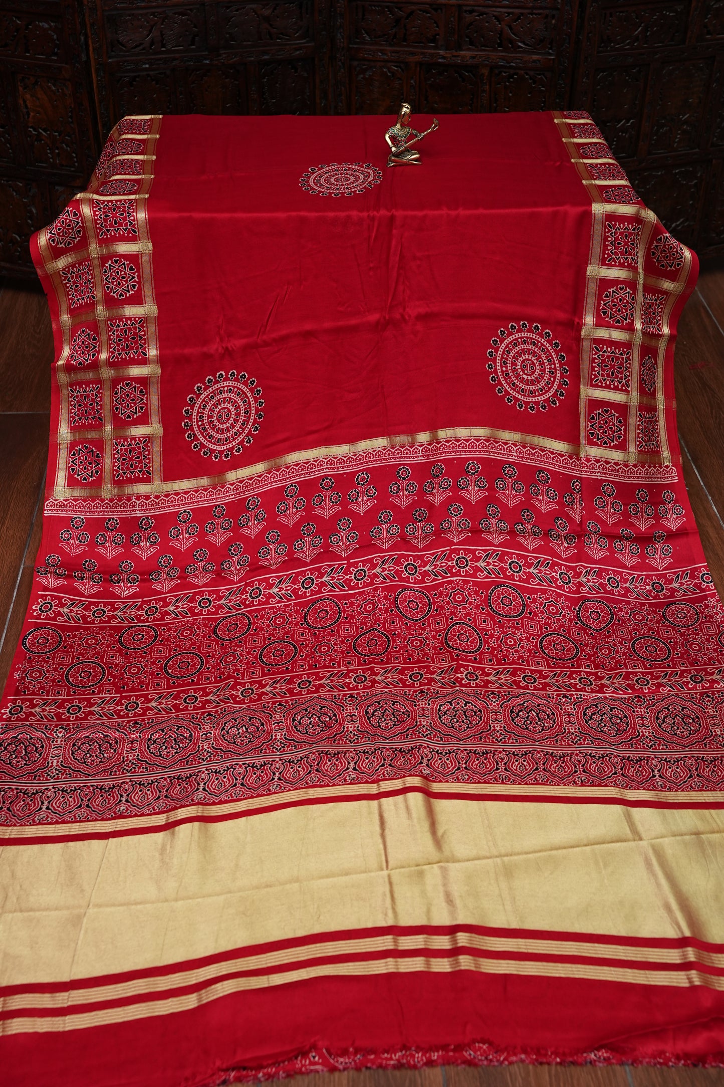 Bandhini Garchola Modal Silk Saree - Bright Red