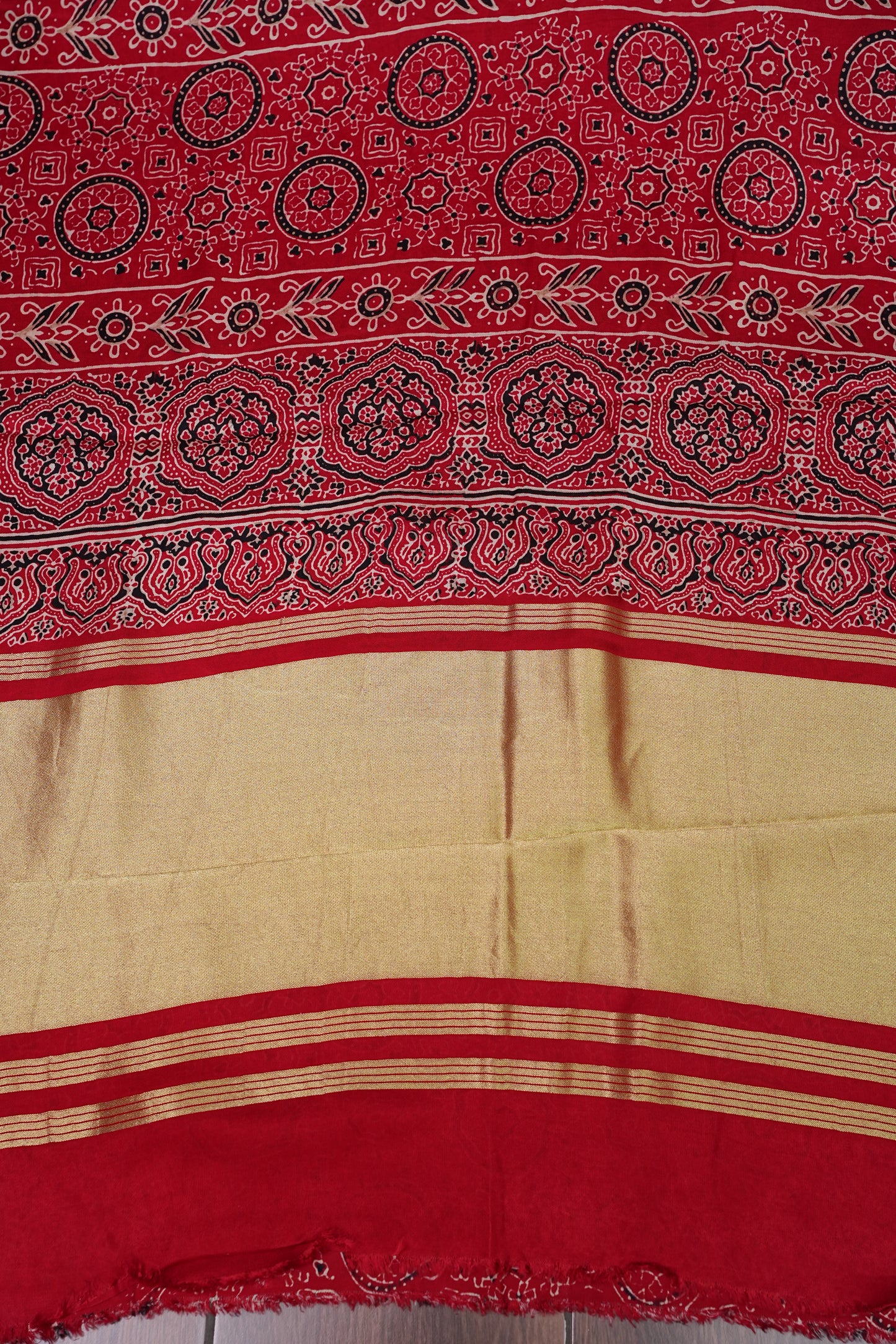 Bandhini Garchola Modal Silk Saree - Bright Red