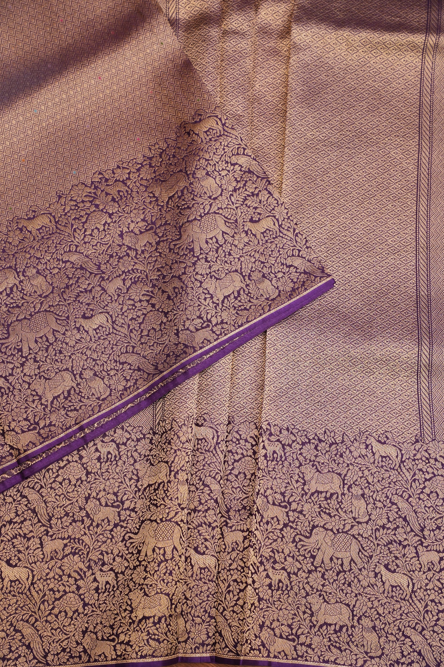 Shikargah Soft Banarasi Silk Saree–Purple