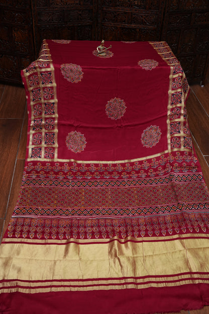 Bandhini Garchola Modal Silk Saree - Red