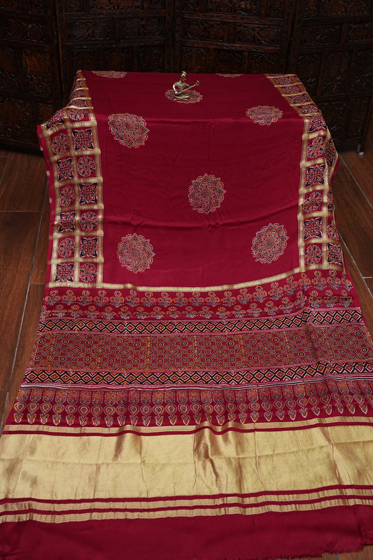 Bandhini Garchola Modal Silk Saree - Red