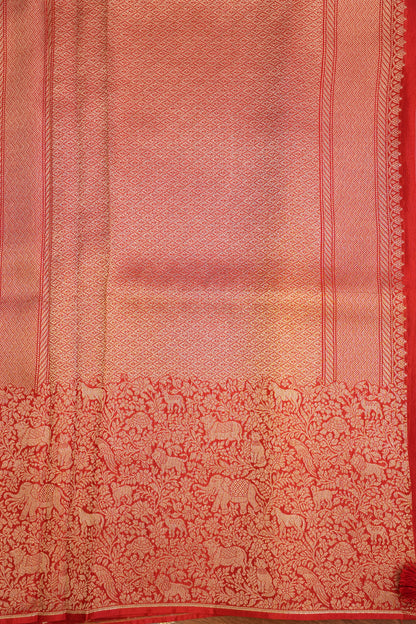 Shikargah Soft Banarasi Silk Saree–Red