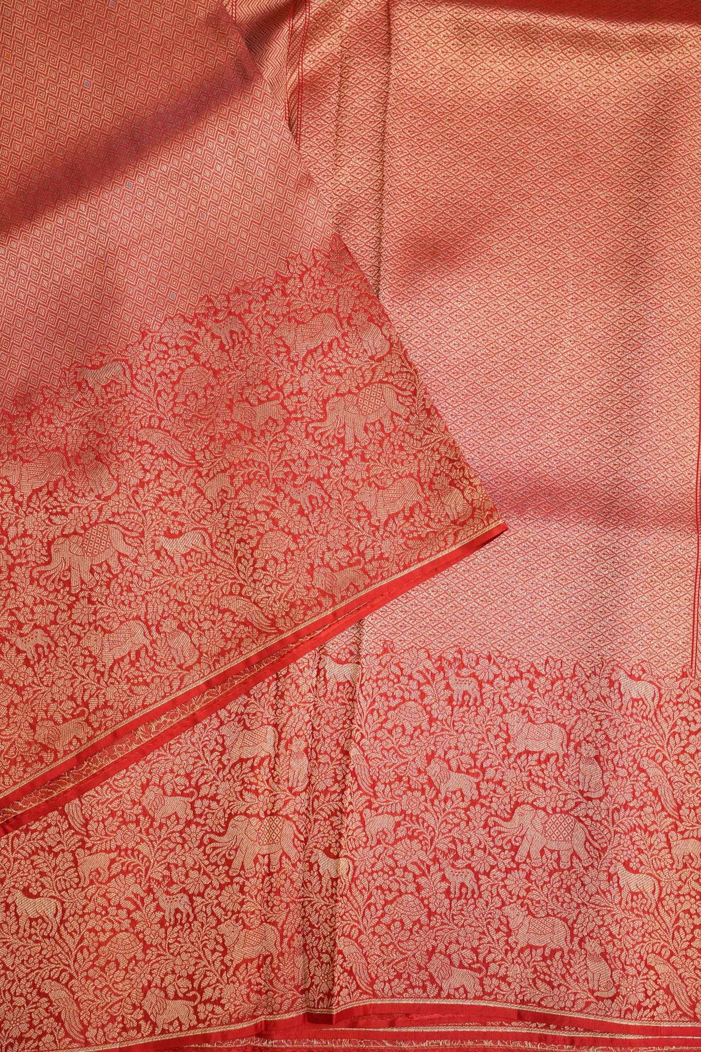 Shikargah Soft Banarasi Silk Saree–Red