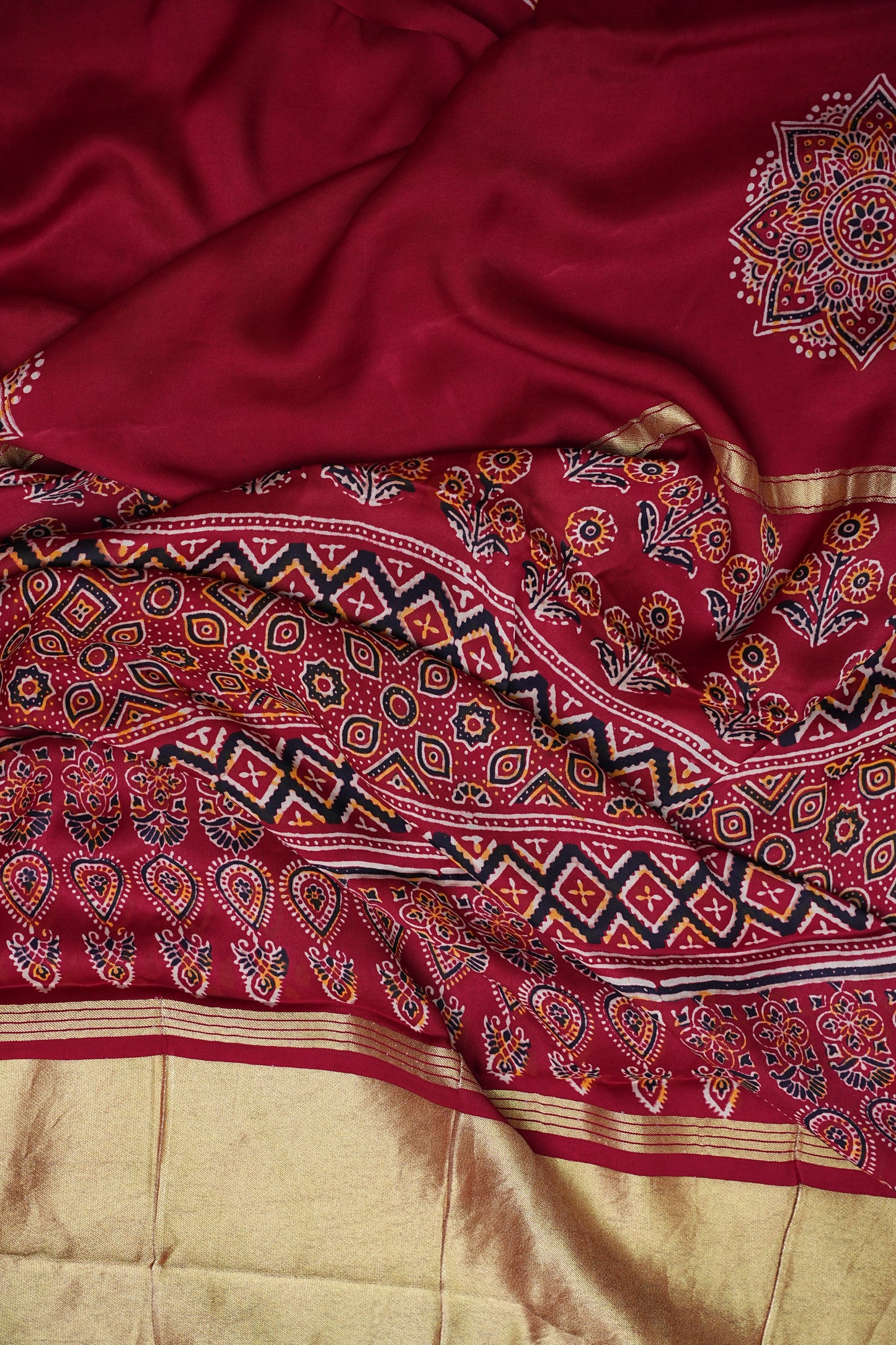 Bandhini Garchola Modal Silk Saree - Red