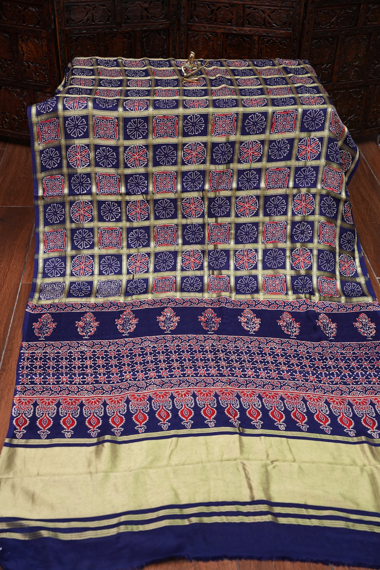 Bandhini Garchola Modal Silk Saree - Navy Blue