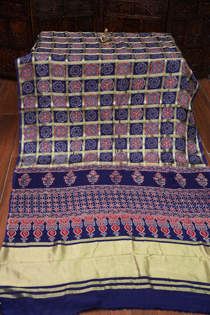 Bandhini Garchola Modal Silk Saree - Navy Blue