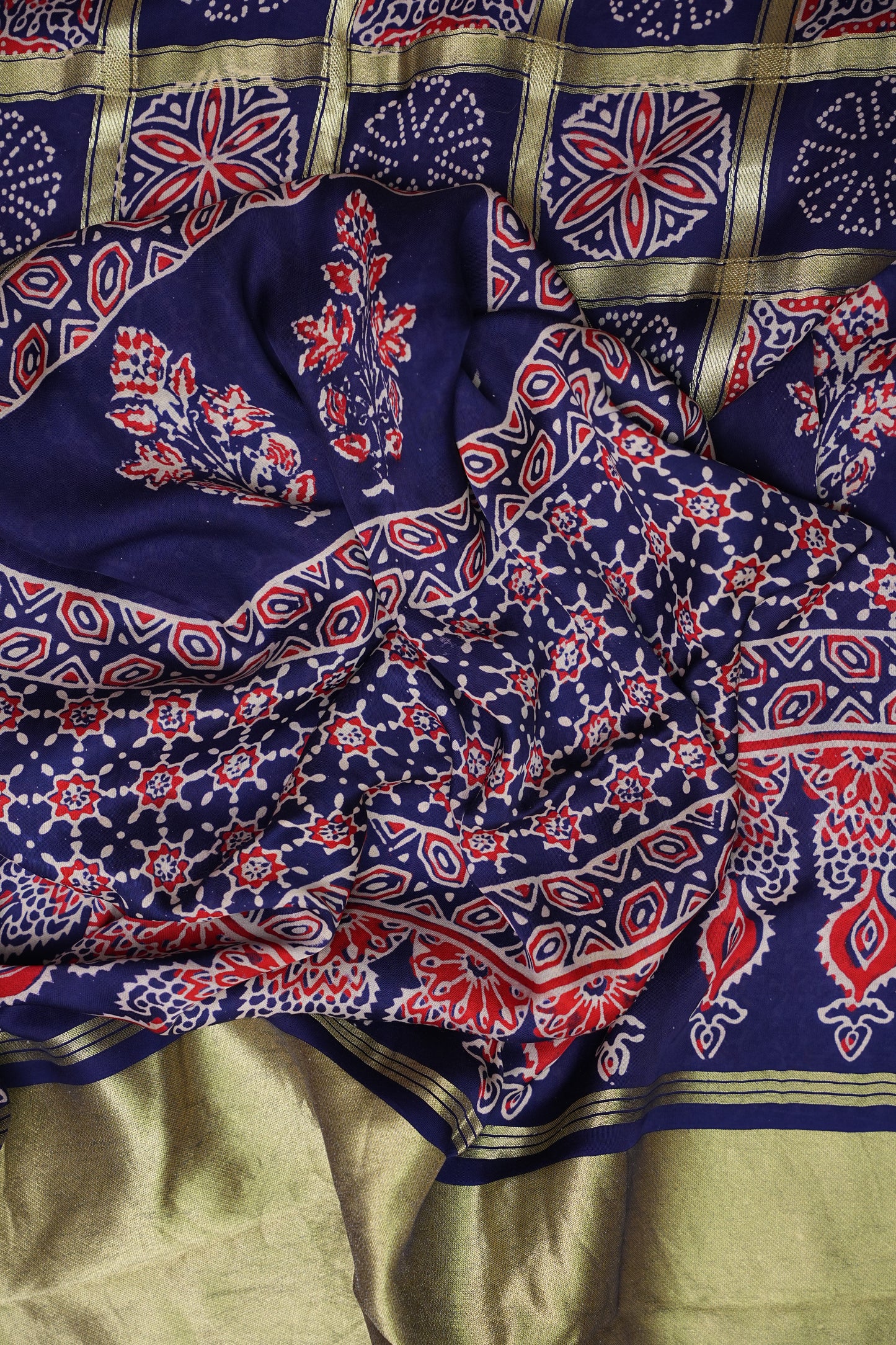 Bandhini Garchola Modal Silk Saree - Navy Blue
