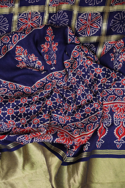 Bandhini Garchola Modal Silk Saree - Navy Blue