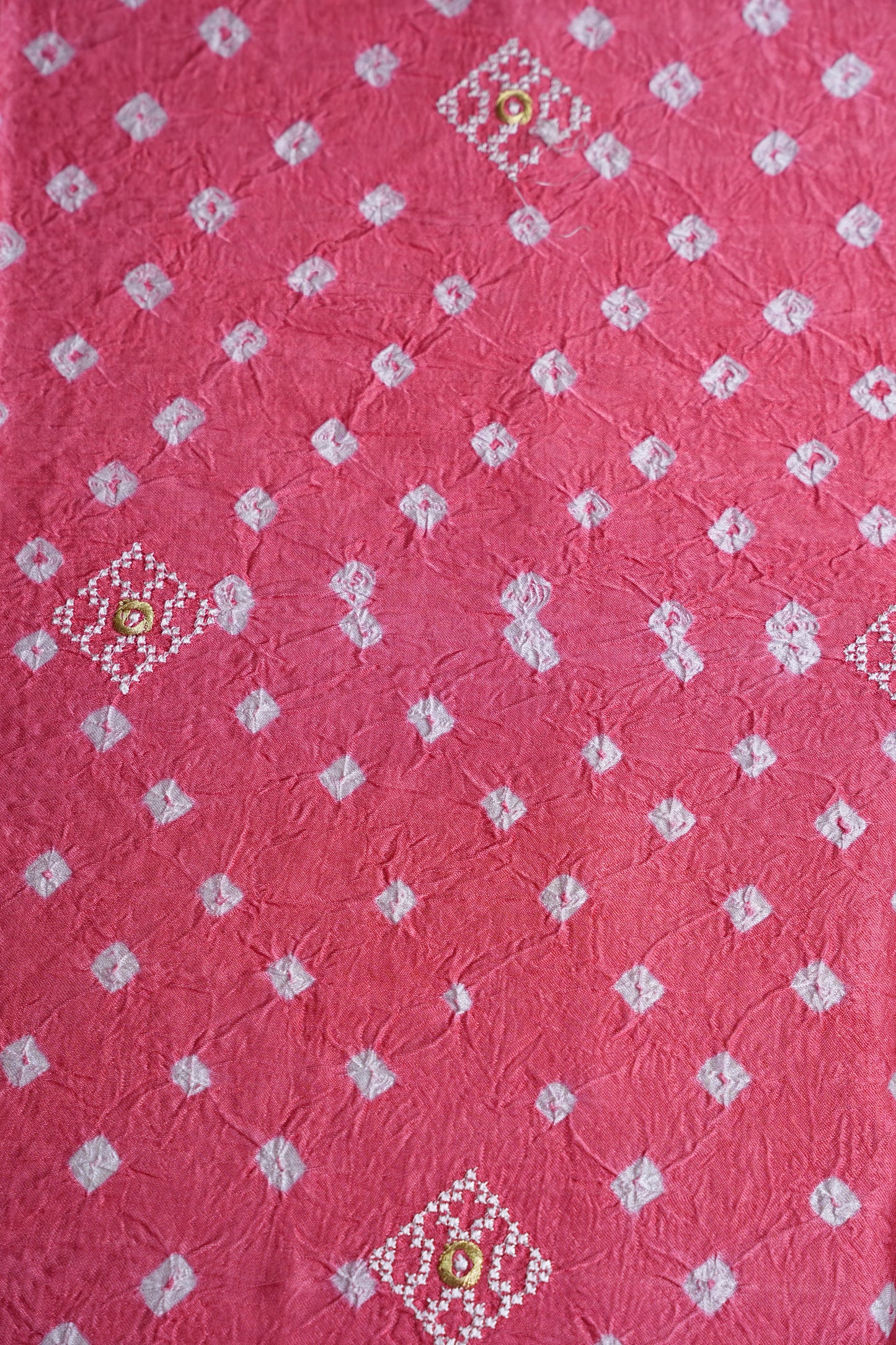 Pure Gajji Silk Bandhini Saree - Candy Pink