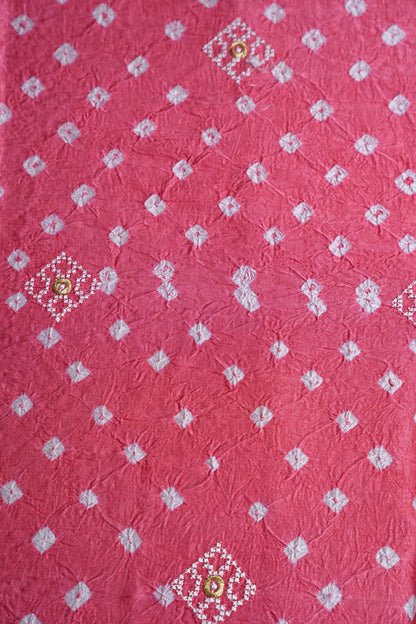 Pure Gajji Silk Bandhini Saree - Candy Pink
