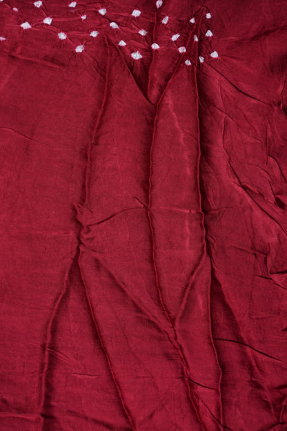 Pure Gajji Silk Bandhini Saree - Light Brown