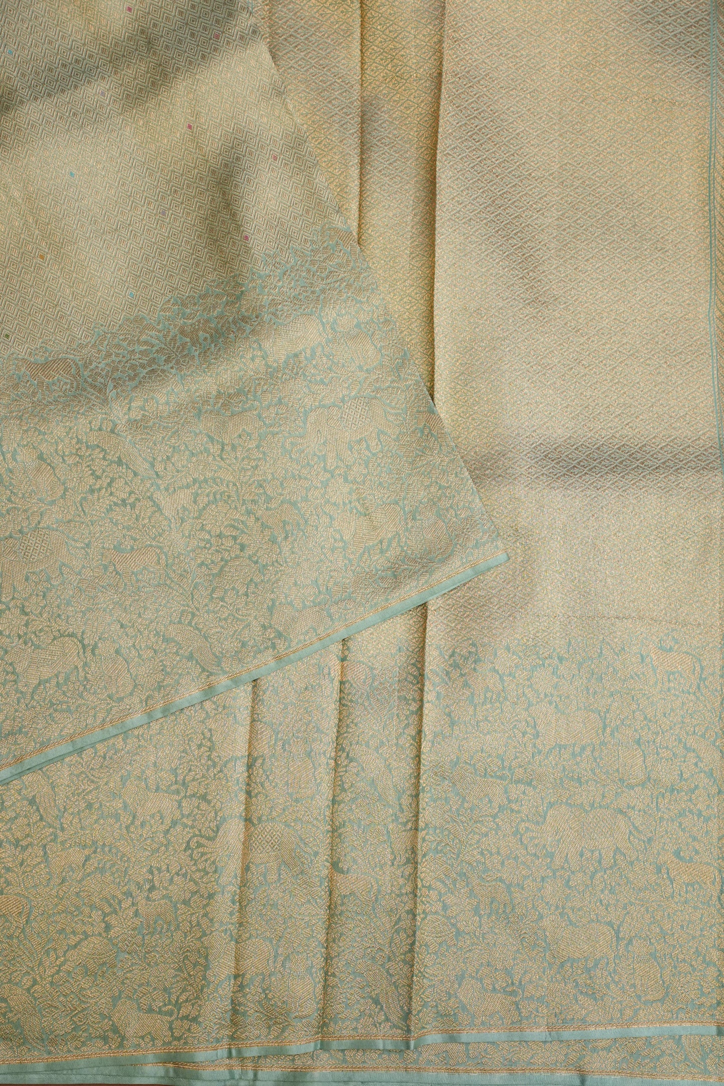 Shikargah Soft Banarasi Silk Saree–Aqua
