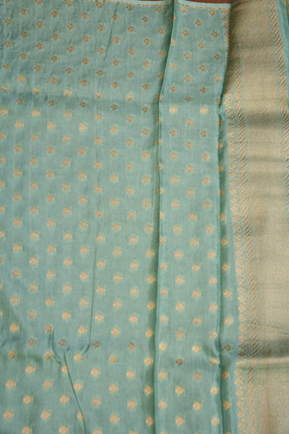 Shikargah Soft Banarasi Silk Saree–Aqua