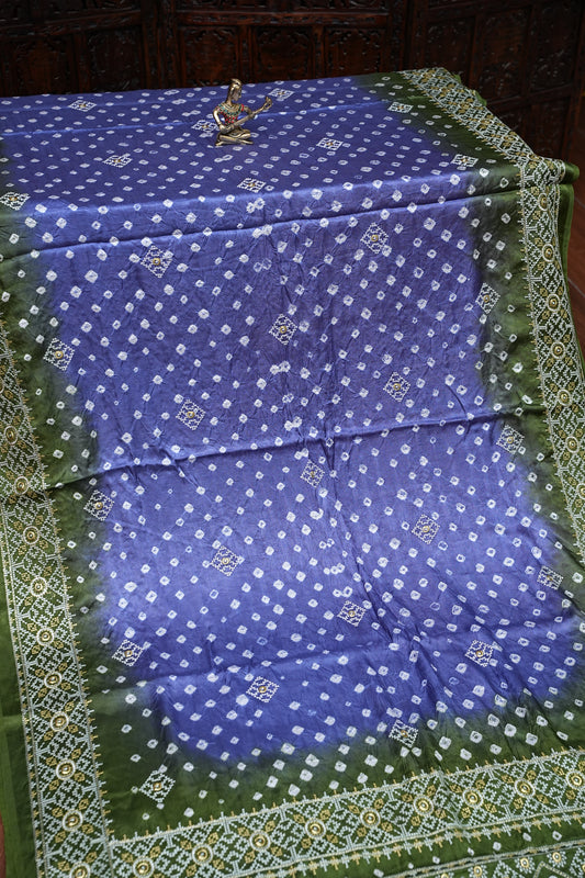 Pure Gajji Silk Bandhini Saree - Lavender