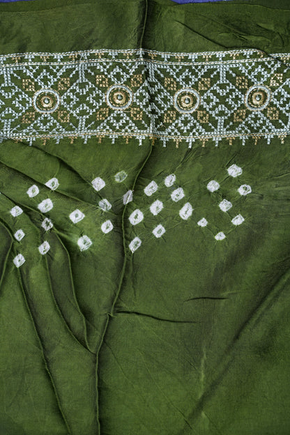 Pure Gajji Silk Bandhini Saree - Lavender