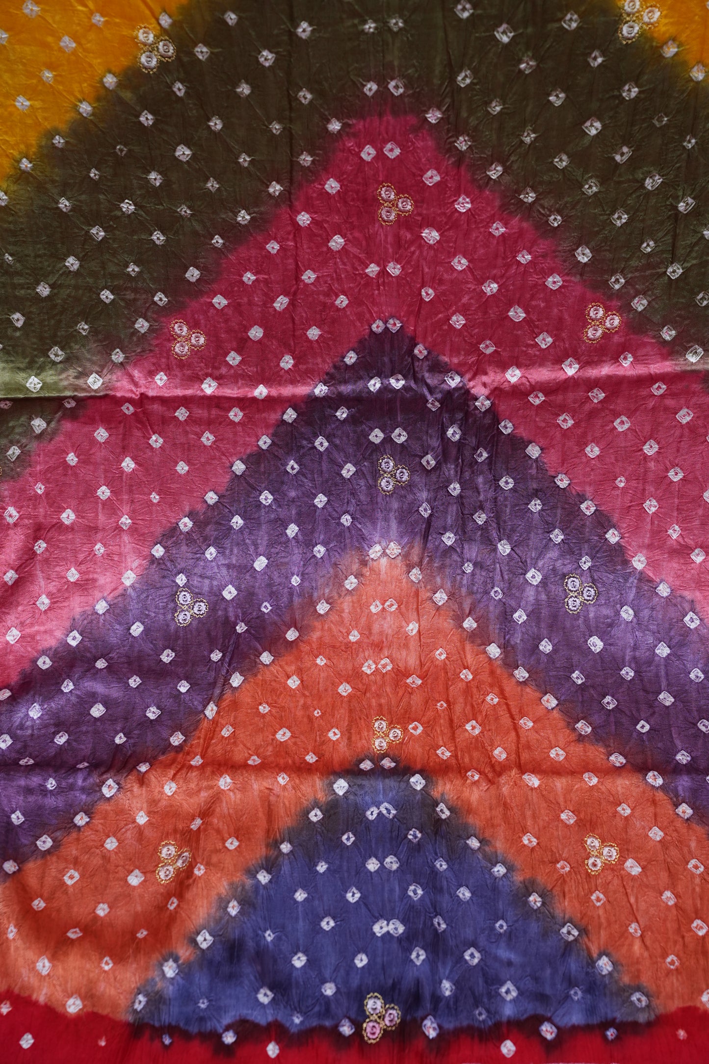 Pure Gajji Silk Bandhini Saree - Multicolor