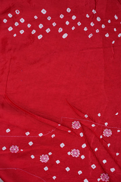 Pure Gajji Silk Bandhini Saree - Multicolor