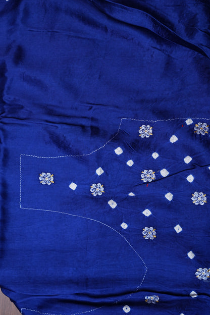 Pure Gajji Silk Bandhini Saree - Multicolor
